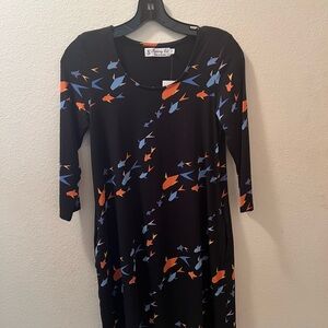 Fighting Eel BNT Dress Sabrina XS Black Origami Fish